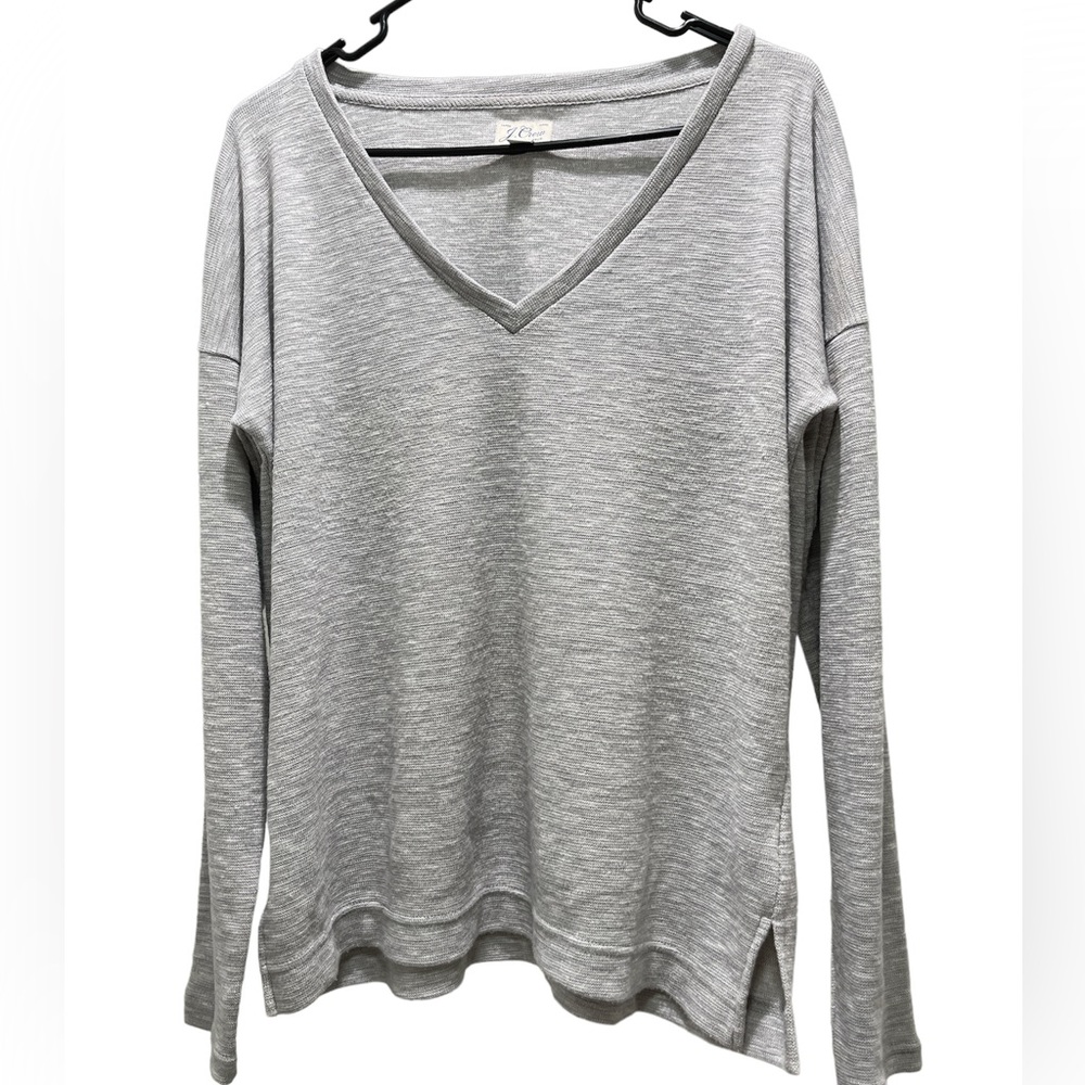 J. Crew Vintage  V-Neck Space Dyed T-Shirt Long Sleeves Grey Size Medium
